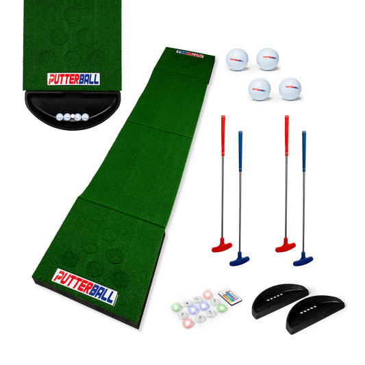 Mega Bundle PutterBall Game Set - LED Lights, Golf Ball Catch Tray & Travel Bag
