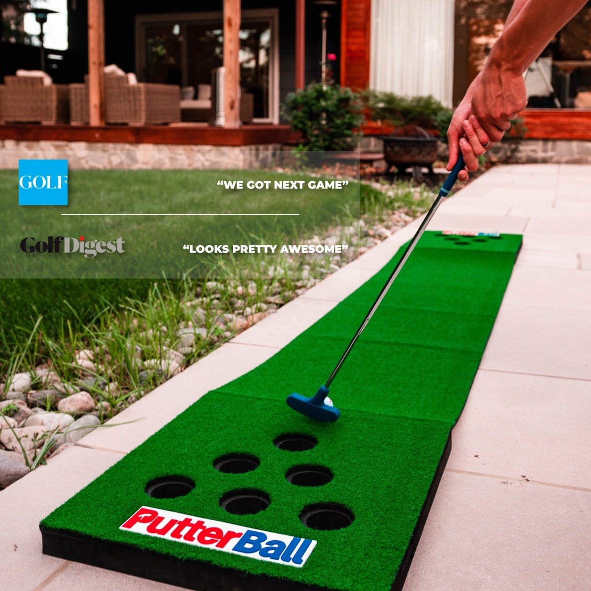 Practice Putting at home or office with portable putting green by Putterball