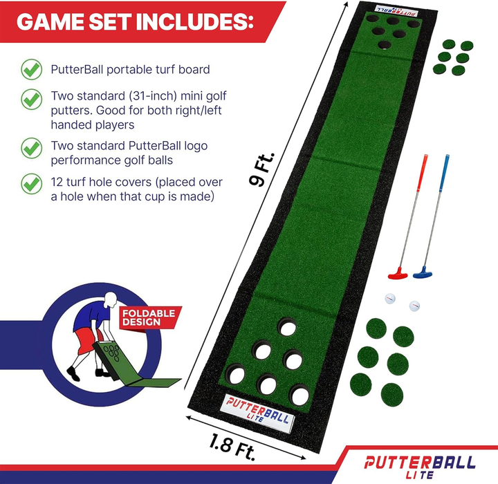 Putter Pool Game PutterBall Lite – Portable Golf Putting Game (Complete Set)